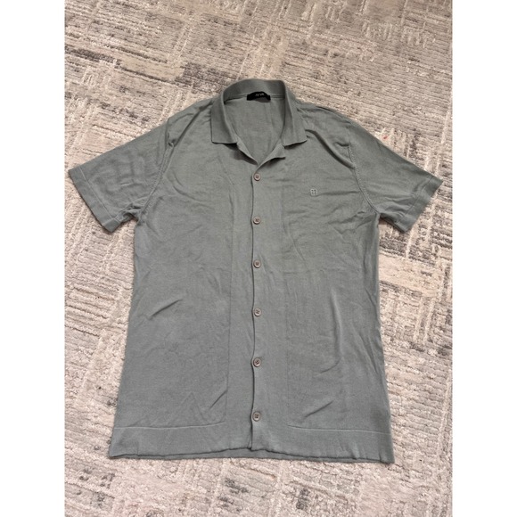 AVVA Mens Knit Shirt Polo Short Sleeve Button Up Casual Small Grayish Blue - Picture 1 of 16